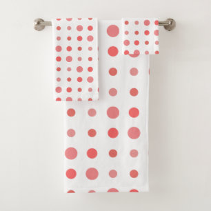 Conjunto De Toalhas Salmão e pontos cor-de-rosa em branco