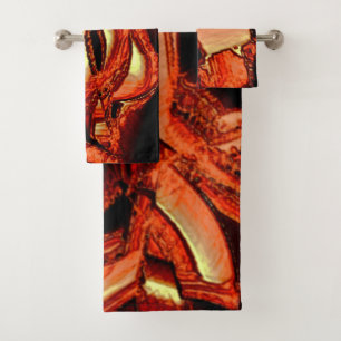 Conjunto De Toalhas Salmão escuro ou coral destruído, fundo negro