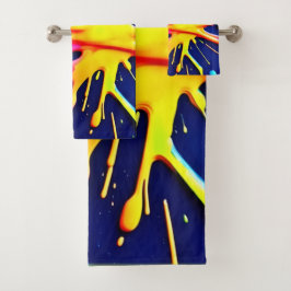 Conjunto De Toalhas Salpicos de Neon Vibrante