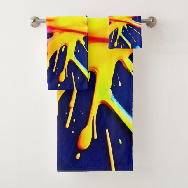 Conjunto De Toalhas Salpicos de Neon Vibrante (Insitu)
