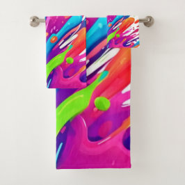 Conjunto De Toalhas Salpicos de Tinta Líquida Colorida