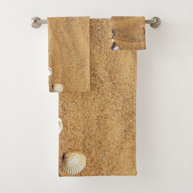 Conjunto De Toalhas Sand Seashells Bathroom Decorative Bath Totol (Insitu)