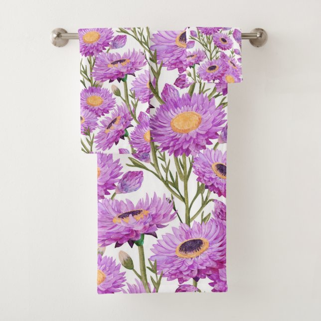 Conjunto De Toalhas Sangue Floral de Díssias de Papel Roxo (Insitu)
