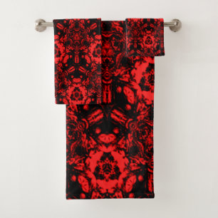 Conjunto De Toalhas Sangue Profundo Vermelho e Preto