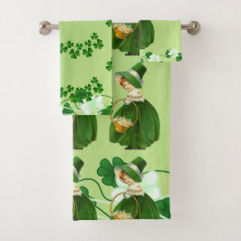 Conjunto De Toalhas Santa Patricks Day Shamrock Cuja Garota Sortuda Ve