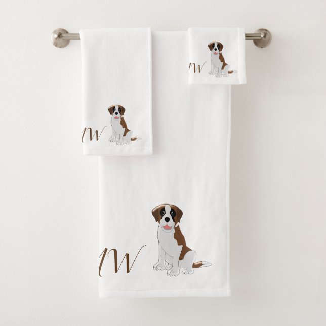 Conjunto De Toalhas Santo Monograma Bernard Dog Design (Insitu)