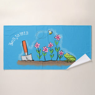 Conjunto De Toalhas Sapo bonito e abelha na ilustração de desenho anim