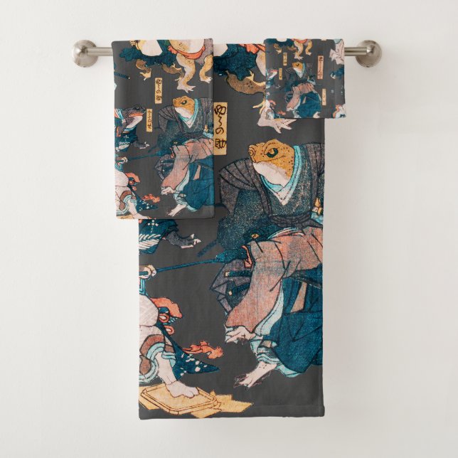 Conjunto De Toalhas Sapo japonês ukiyo-e Froggies (Insitu)