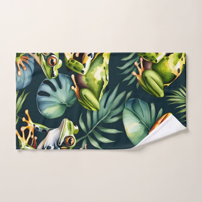 Conjunto De Toalhas Sapos Aquarela (Toalha de mão)