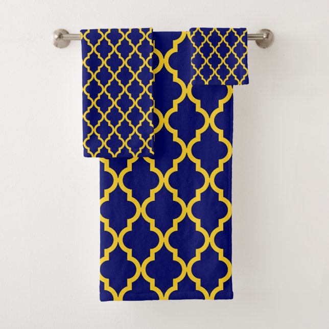 Conjunto De Toalhas Sapphire Sun: Blue & Yellow Boho Elegance Marroqui (Insitu)