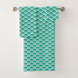 Conjunto De Toalhas Scallops, cerceta, Aqua e coral chineses de Deco