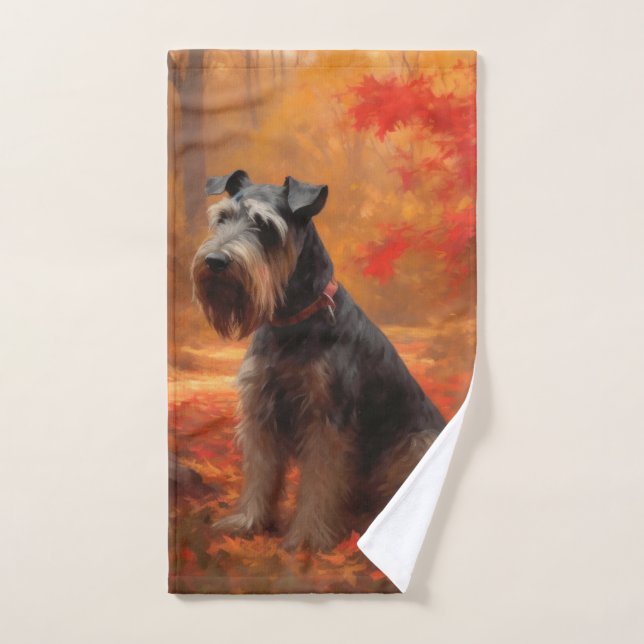 Conjunto De Toalhas Schnauzer: Folhas de outono caem inspiração (Toalha de mão)