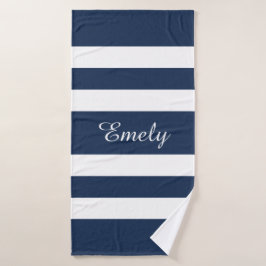 Conjunto De Toalhas Script de faixas azuis modernas