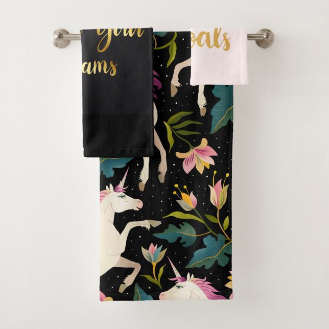 Conjunto De Toalhas Script Moderno Inspiracional Unicórn (Insitu)