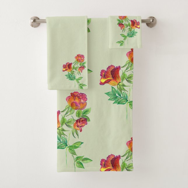 Conjunto De Toalhas Sea Green, Vermilm Floral (Insitu)