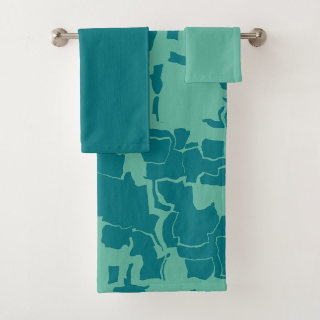 Conjunto De Toalhas Seabolt Blue Abstrato (Insitu)