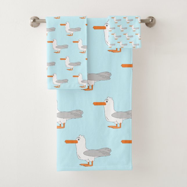Conjunto De Toalhas Seagull Design Any Colour Background (Insitu)