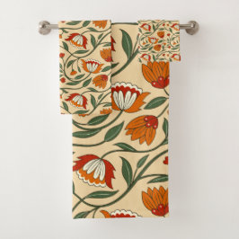 Conjunto De Toalhas Seamless floral pattern in beige background