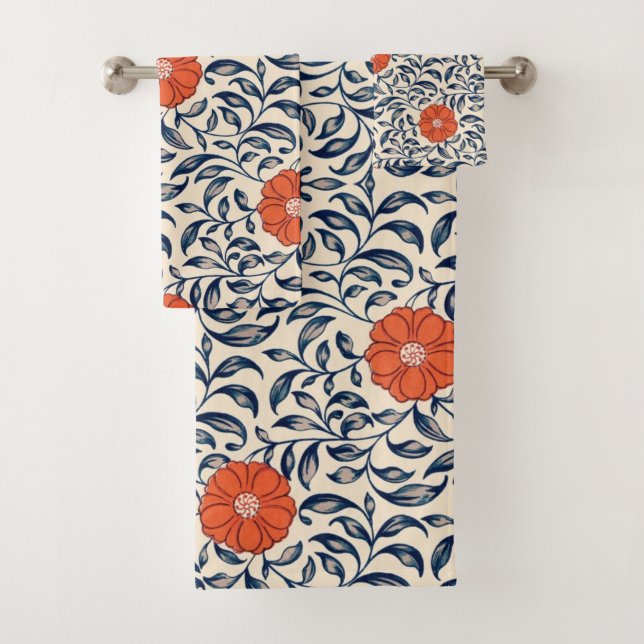 Conjunto De Toalhas Seamless floral pattern with vibrant orange flower (Insitu)