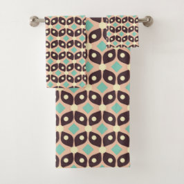 Conjunto De Toalhas Seamless geometric pattern in dark brown leaf 