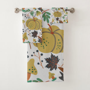 Conjunto De Toalhas Seamless pattern of tropical pumpkins and carrots