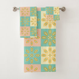 Conjunto De Toalhas Seamless pattern with geometric floral motifs