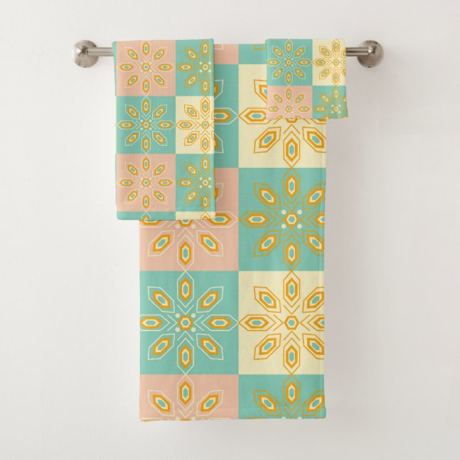 Conjunto De Toalhas Seamless pattern with geometric floral motifs (Insitu)