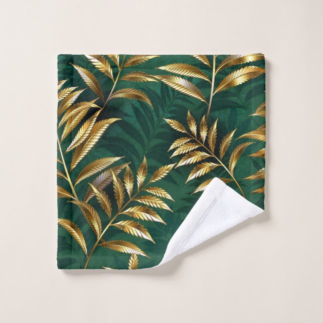 Conjunto De Toalhas Seamless pattern with golden ferns (Pano de lavar)