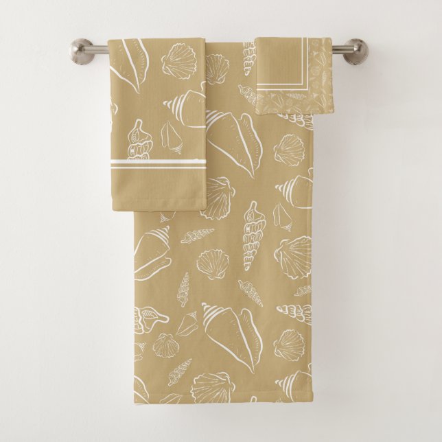 Conjunto De Toalhas Seashell do branco de Tan da areia da praia (Insitu)