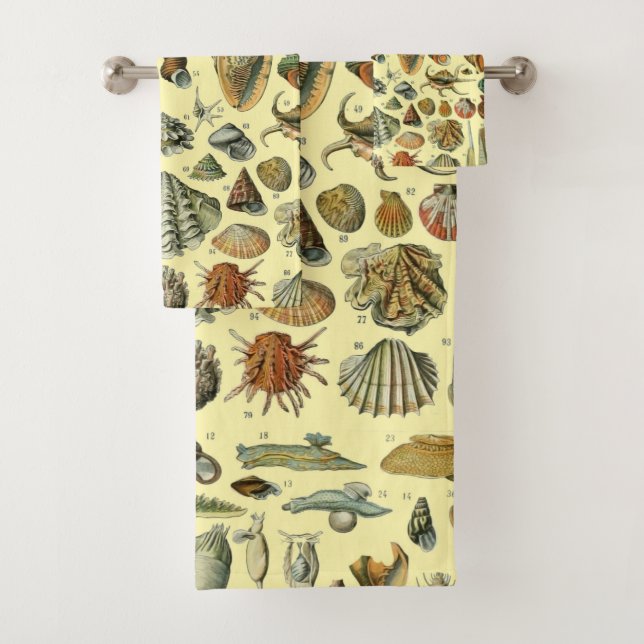Conjunto De Toalhas Seashell Shell Mollusk Clam Elegant Clam Art (Insitu)