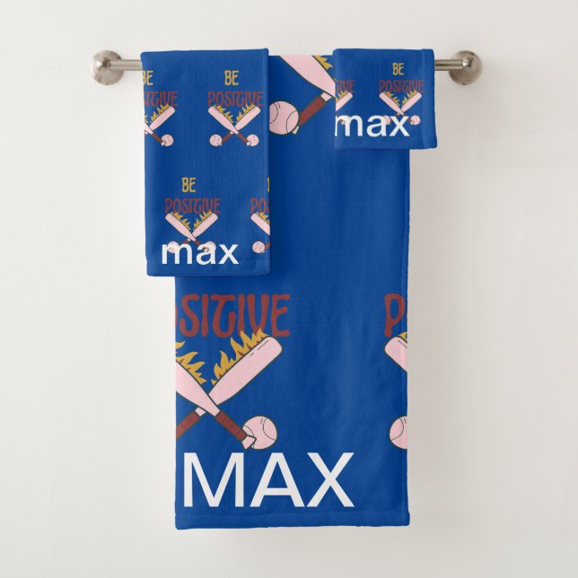 Conjunto De Toalhas Seja personalizado de beisebol positivo (Insitu)