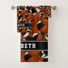 Conjunto De Toalhas seleção desportiva de basquetebol colorida negra