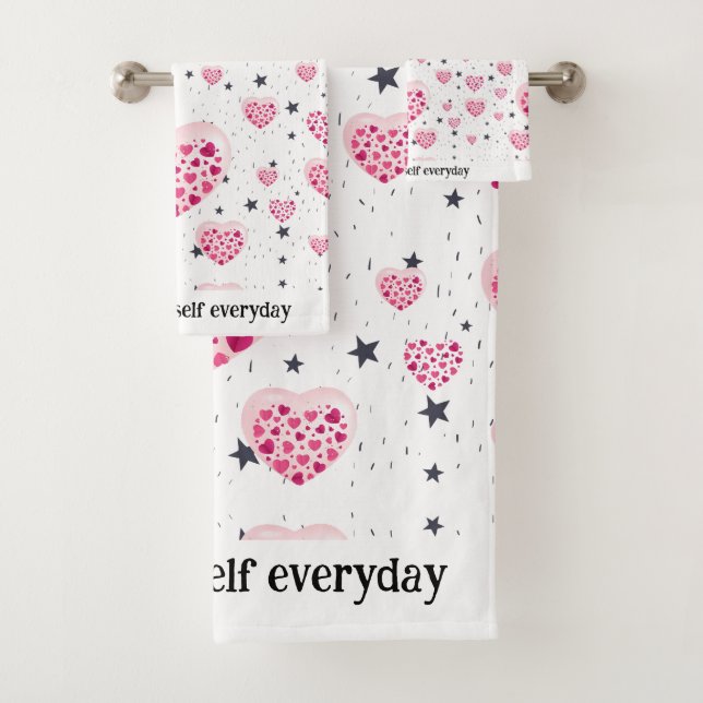 Conjunto De Toalhas Selflove inspirational quote sweet heart and start (Insitu)
