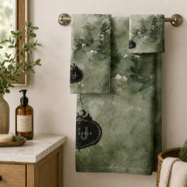 Conjunto De Toalhas Selo da Natureza com Monograma | Nome Personalizad