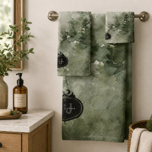 Conjunto De Toalhas Selo da Natureza com Monograma Nome Personalizad
