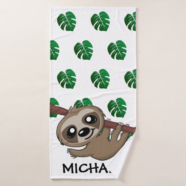 Conjunto De Toalhas Selva Cega Safari Sloth Crianças Animais (Toalha de Banho)