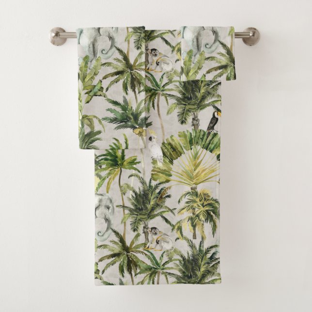 Conjunto De Toalhas Selva de Elefantes e Amigos (Insitu)