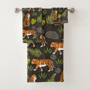 Conjunto De Toalhas Selva Tigre Escura