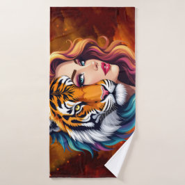 Conjunto De Toalhas Selvagem Interior – Deusa do Espírito do Tigre.