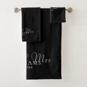 Conjunto De Toalhas Senhor e Senhora Estabelecidos Preto e Branco