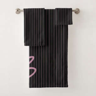 Conjunto De Toalhas Separado preto e rosa personalizado