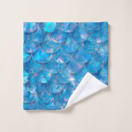 Conjunto De Toalhas Sereia Azul Brilhante Impressão
