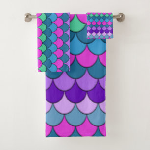 Conjunto De Toalhas Sereia Colorida Multicolorida