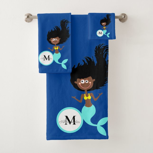 Conjunto De Toalhas Sereia com Cabelos Dreadlocks Rapariga Bandeja Con (Insitu)