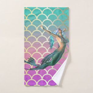 Conjunto De Toalhas Sereia da Moda nas Escamas de Cauda de Sereia