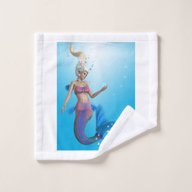 Conjunto De Toalhas Sereia em Aqua (Pano de lavar)