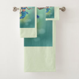 Conjunto De Toalhas Sereia em azul