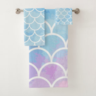 Conjunto De Toalhas Sereia Escala Beachy Beach House Sereia Banheiro