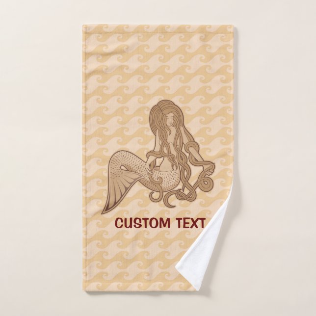 Conjunto De Toalhas Sereia Sentada Bege (Toalha de mão)