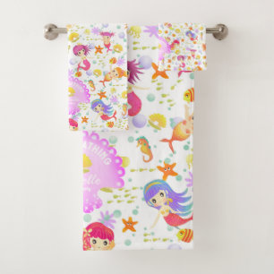 Conjunto De Toalhas Sereias Branco